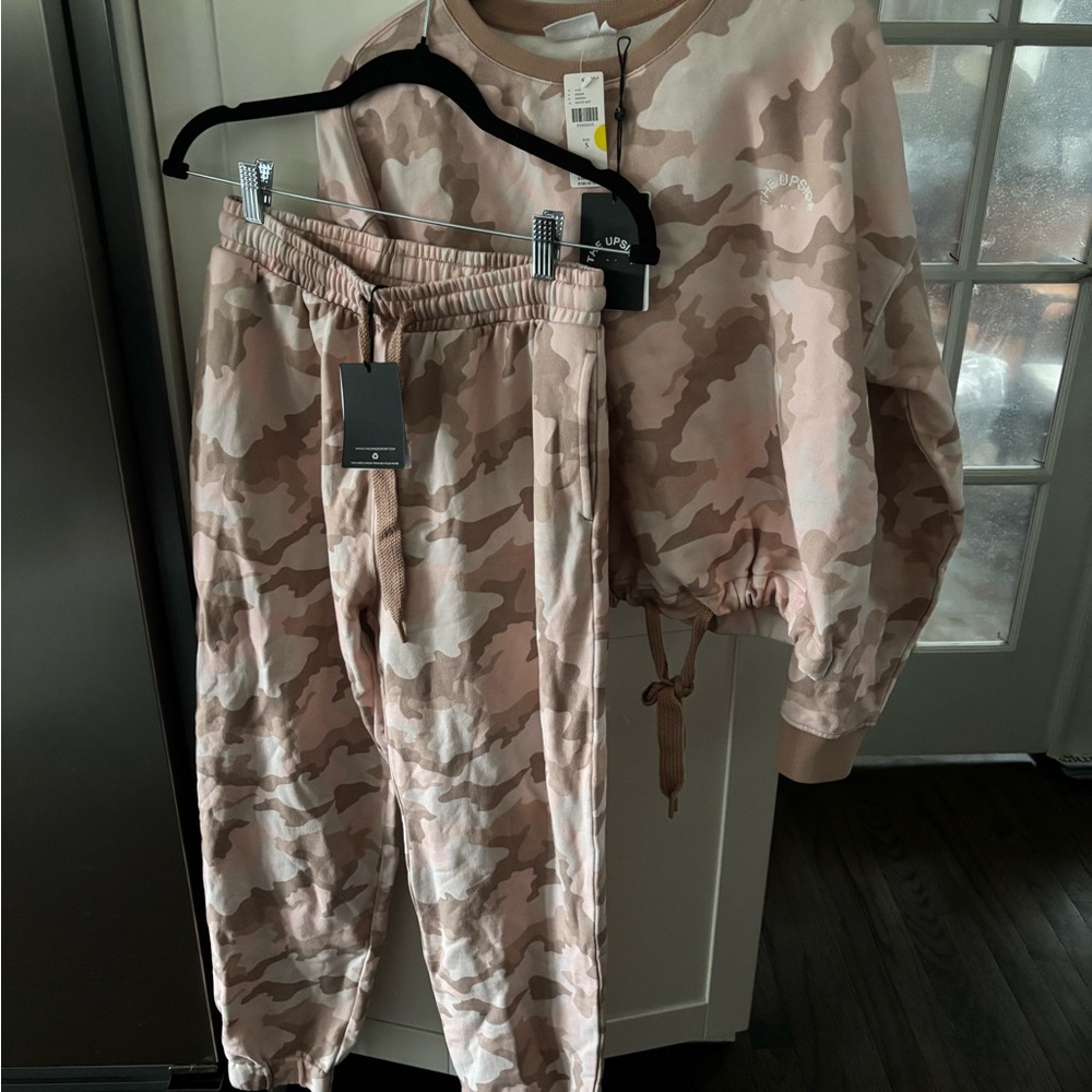 NWT The Upside Anthropologie Pink Camo Sweatshirt & Joggers Set. $340 in store.